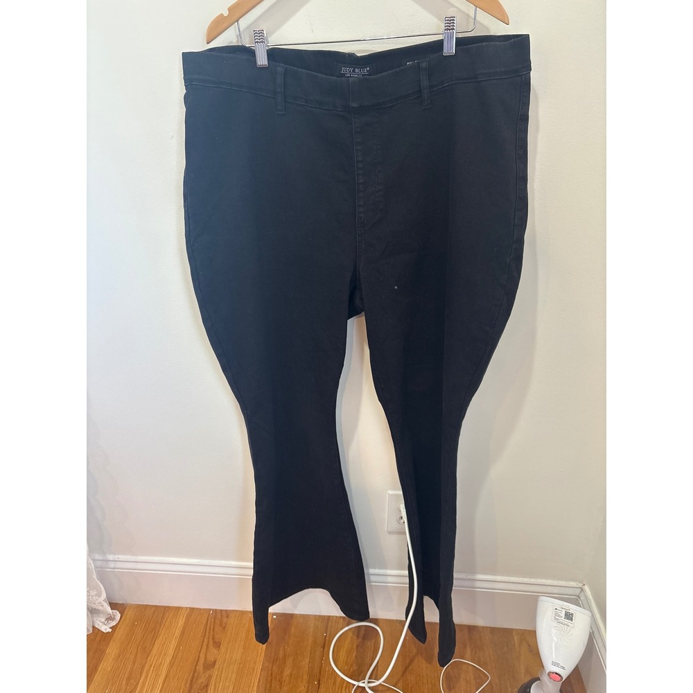Judy Blue Black‎ Pull On Super Flare Jeans Plus Size 22W High Rise Stretch Denim